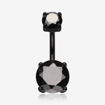 Colorline Gem Prong Sparkle Belly Button Ring-Black